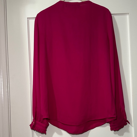 Karl Lagerfeld Hot Pink Fuchsia Ruffle Blouse XS - Picture 6 of 6